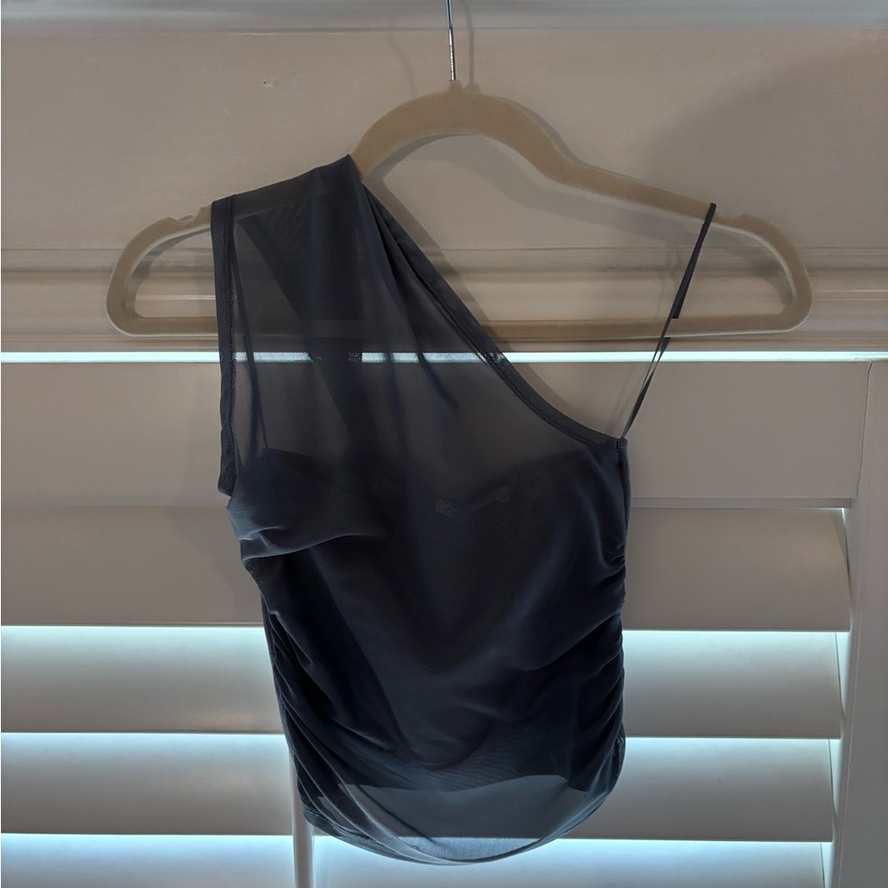 Zara Blue One-Shoulder Asymmetrical Top